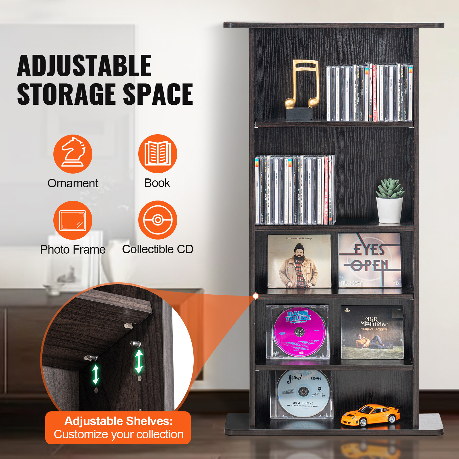 Media Storage Cabinet 4-12 Layers Adjustable DVD Shelves 240-1080 CDs - Picture 29 of 111