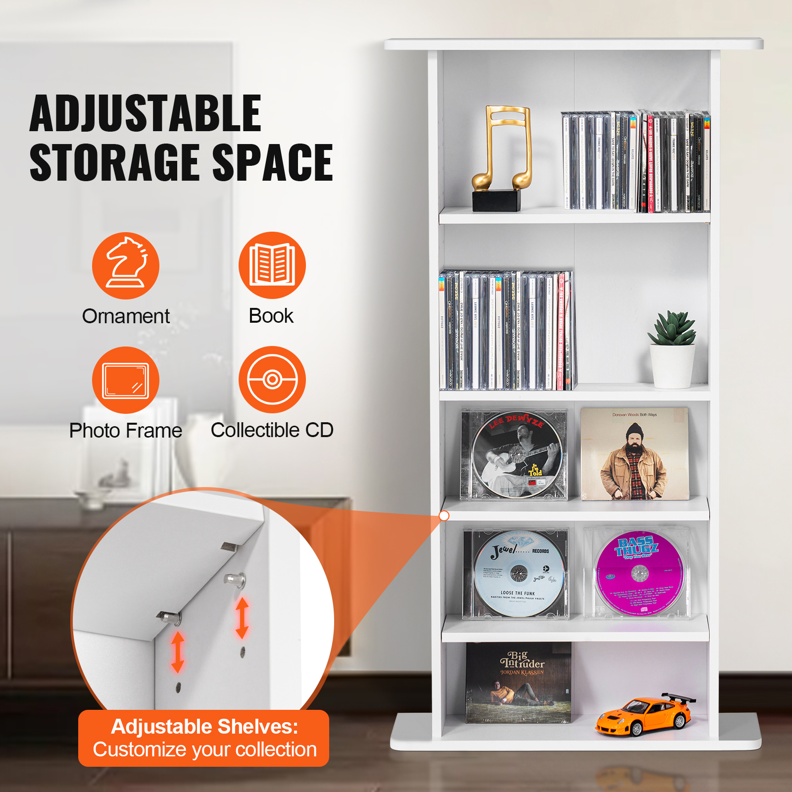 Media Storage Cabinet 4-12 Layers Adjustable DVD Shelves 240-1080 CDs - Picture 41 of 111