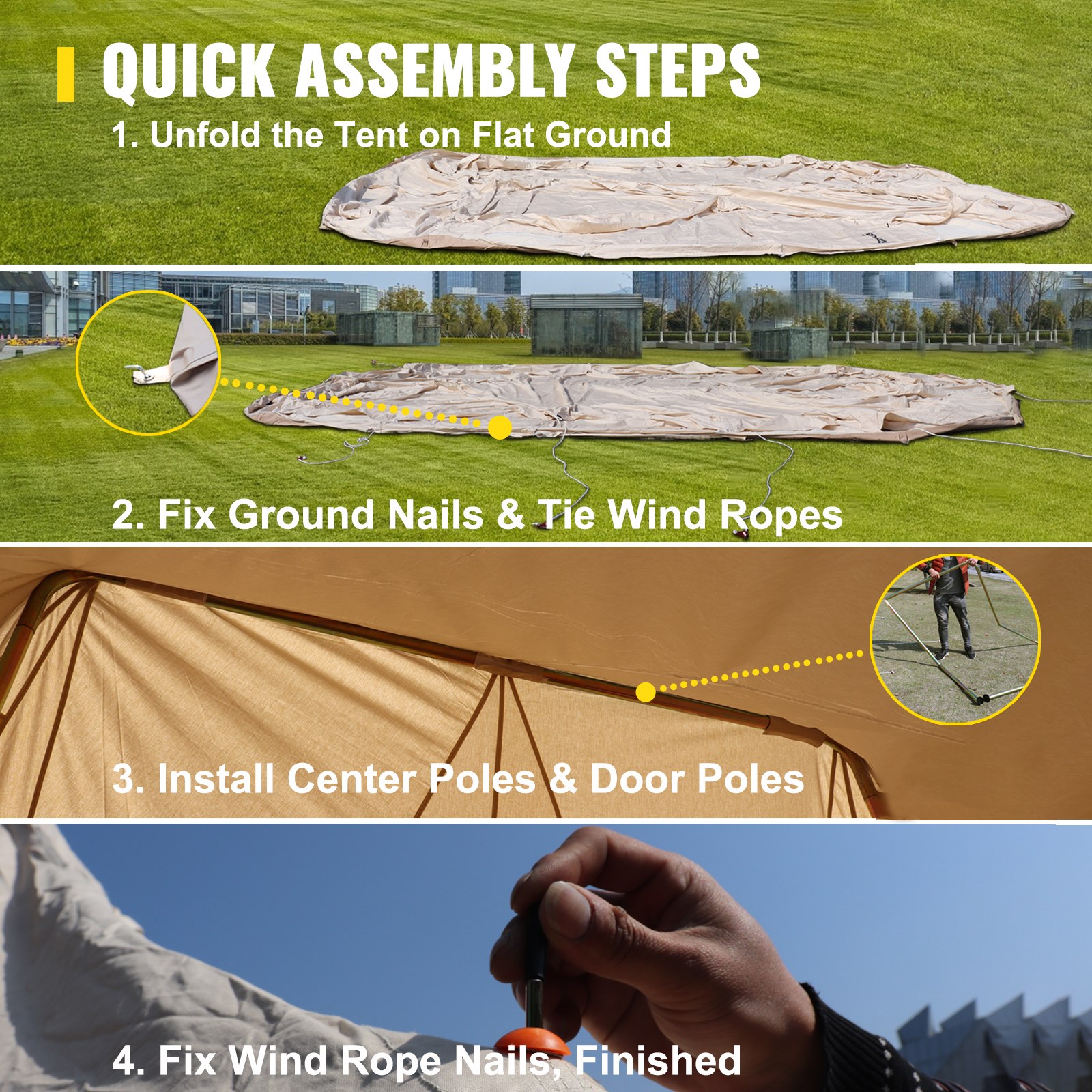 VEVOR Vevor Bell Tent Canvas Yurt Tents 19.7x13.1x9.8 Ft Canvas Tent ...