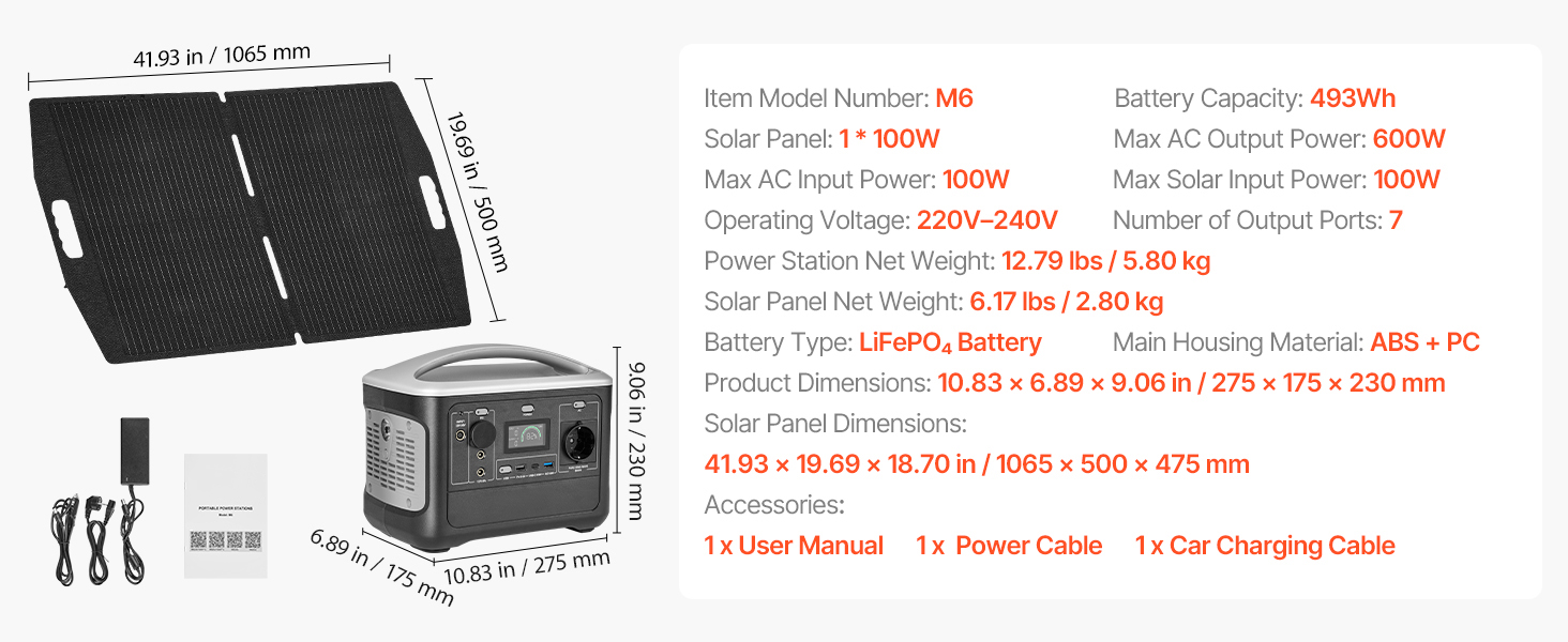 Tragbare Powerstation 600W 493Wh LiFePO4 Solargenerator 100W Panel Portable Power Station Uk A100 1.11w