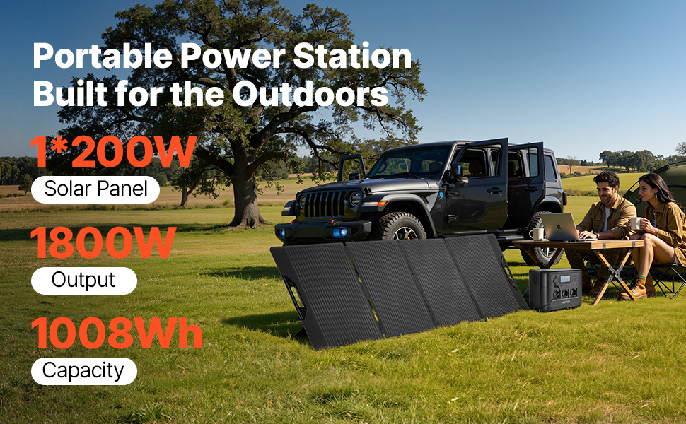 Powerstation 1800W 1008Wh LiFePO4 200W Solarpanel 9 Ausgänge Camping Notstrom Portable Power Station Uk A100 1.4 Pt