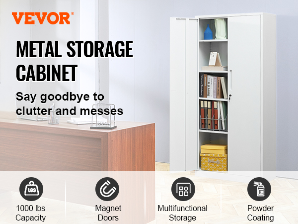 VEVOR Metal Storage Cabinet, Steel Locking Storage Cabinet with 2