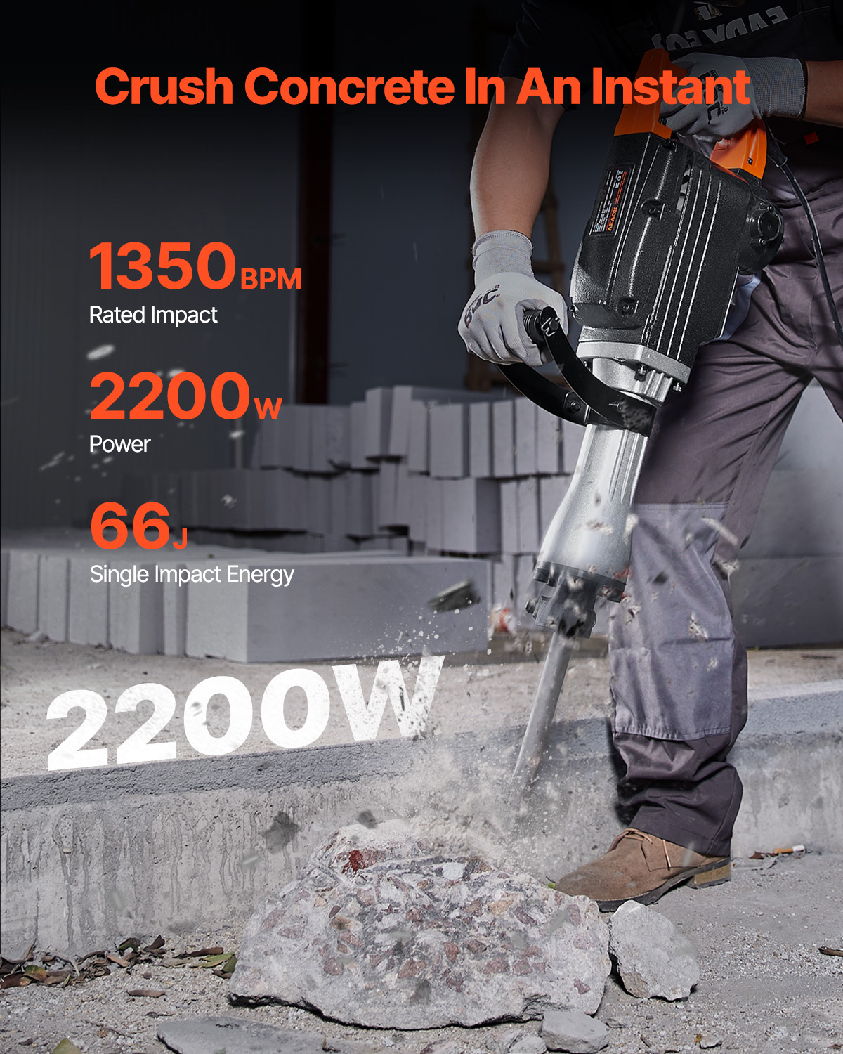 Demolition Jack Hammer Concrete Breaker 1400/2200/3500 W Electric Hammer - Picture 74 of 84