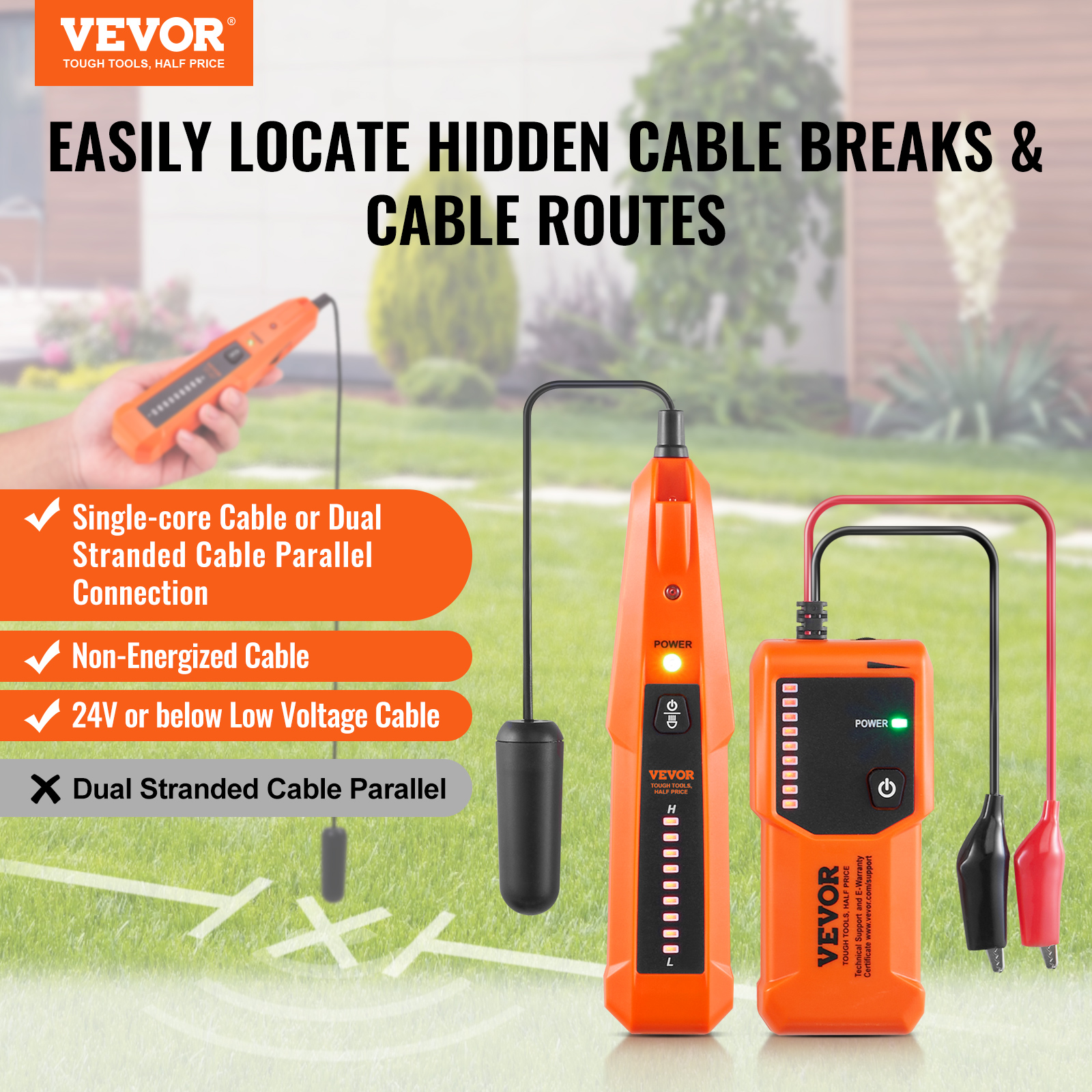 VEVOR Underground Cable Wire Locator Tracker Locating Buried & Hidden Wires - Picture 16 of 38