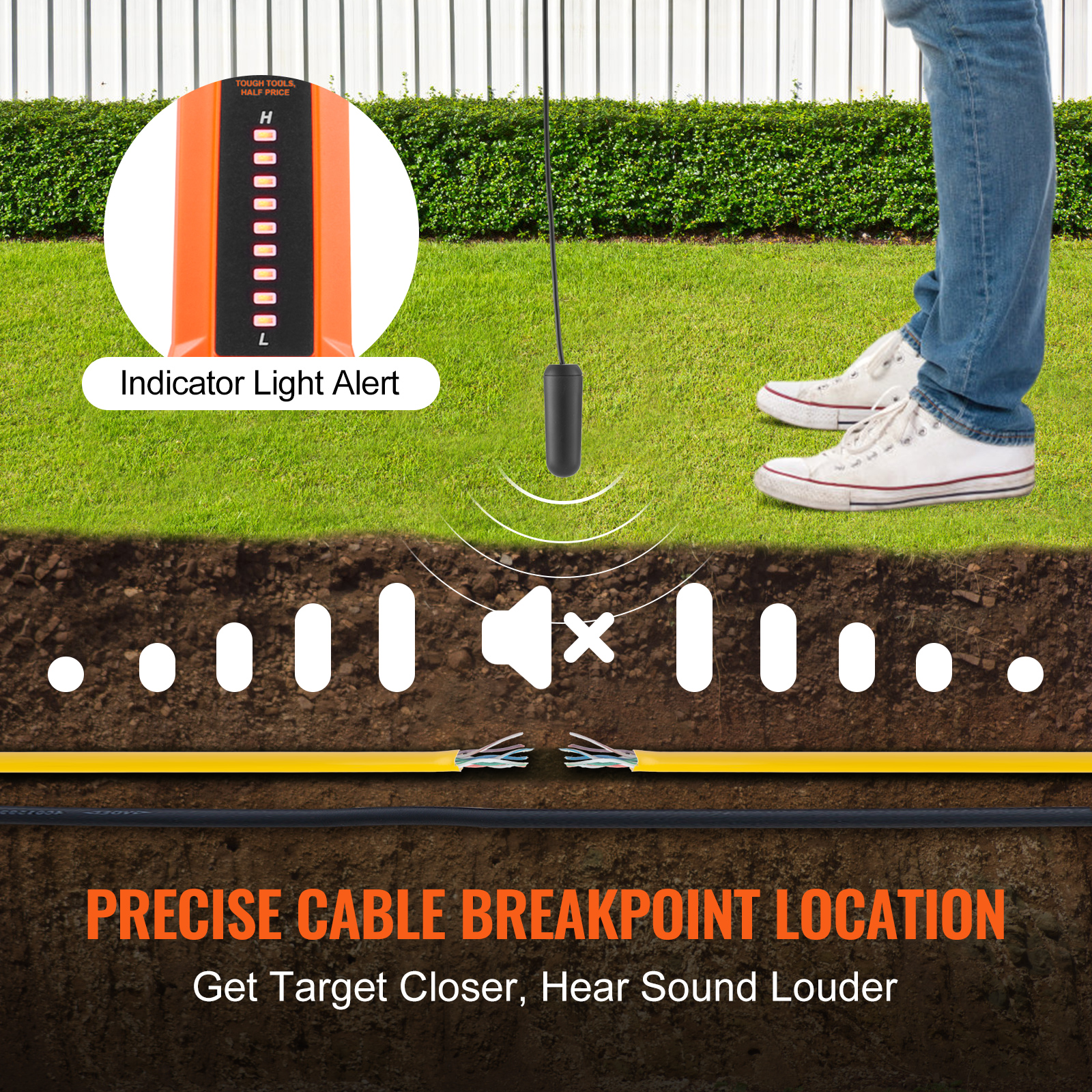 VEVOR Underground Cable Wire Locator Tracker Locating Buried & Hidden Wires - Picture 18 of 38