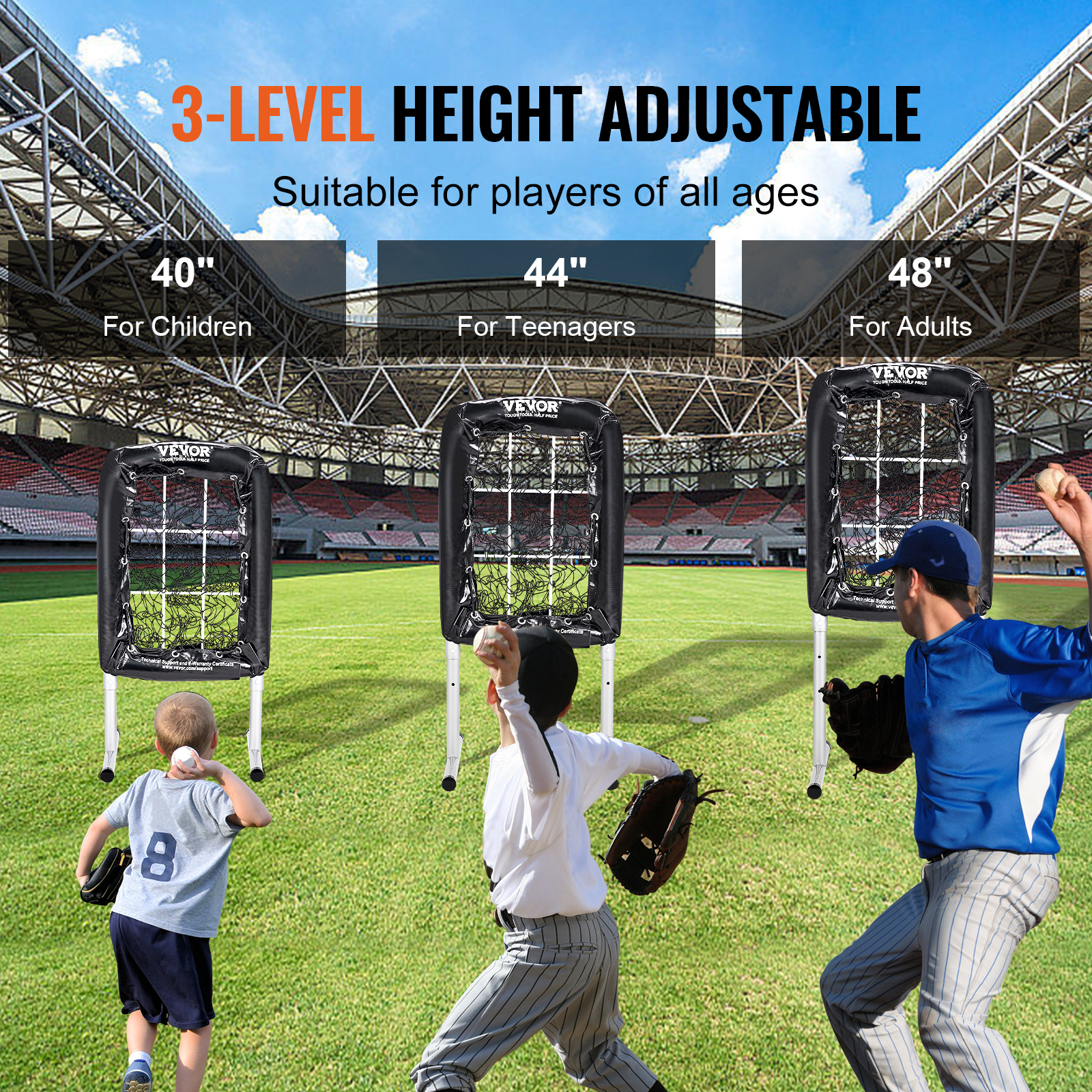 VEVOR 9 Hole Baseball Softball Pitching Net 9 Pocket Hitting Practice