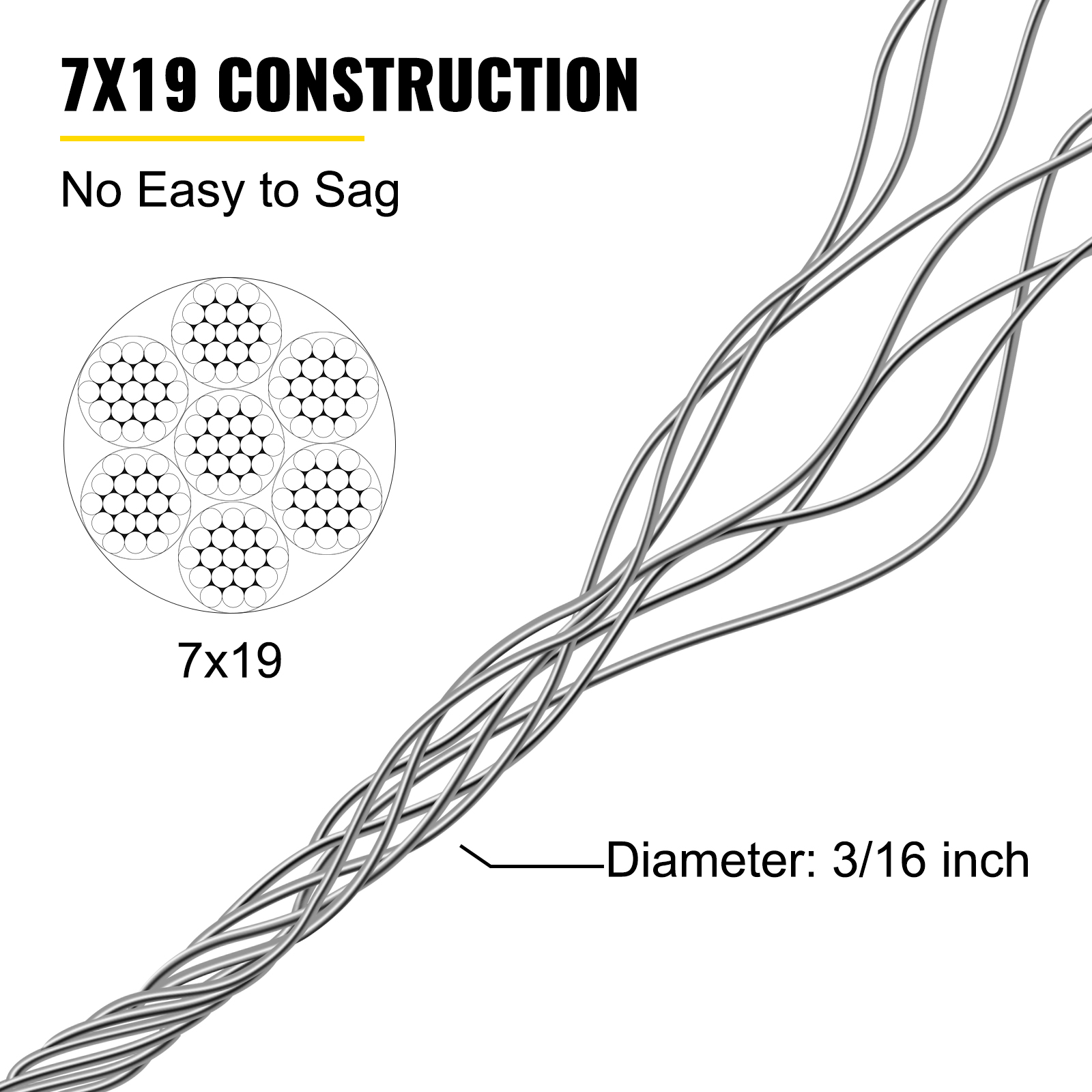 Triple-Strand Twisted Picture Hanging Cord with Wire Center - 3/16 Diameter