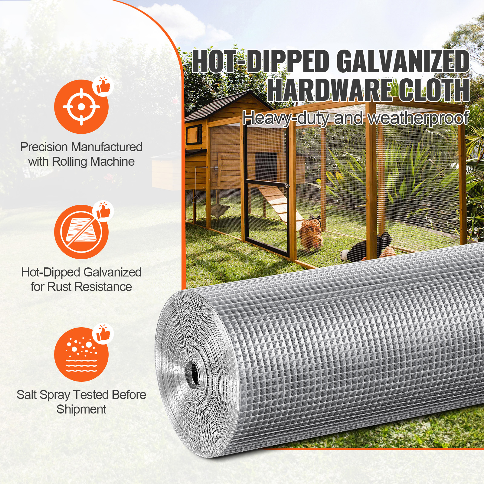 Hardware Cloth 1/4" 36/48inx100/50ft 23 Ga Wire Mesh Roll Chicken Fencing - Picture 4 of 50