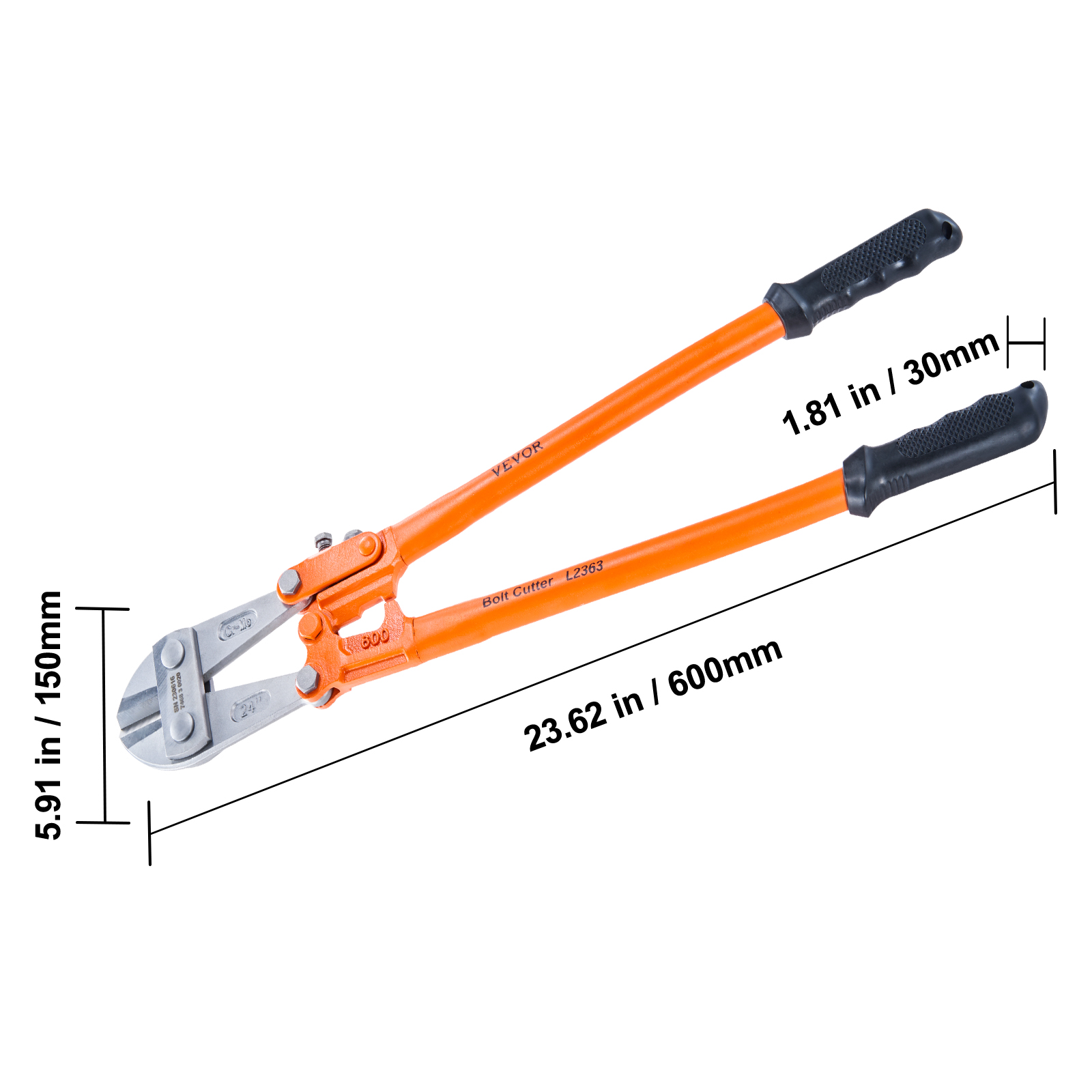 VEVOR Bolt Cutter 24" Lock Cutter Bimaterial Handle with Rubber Grip