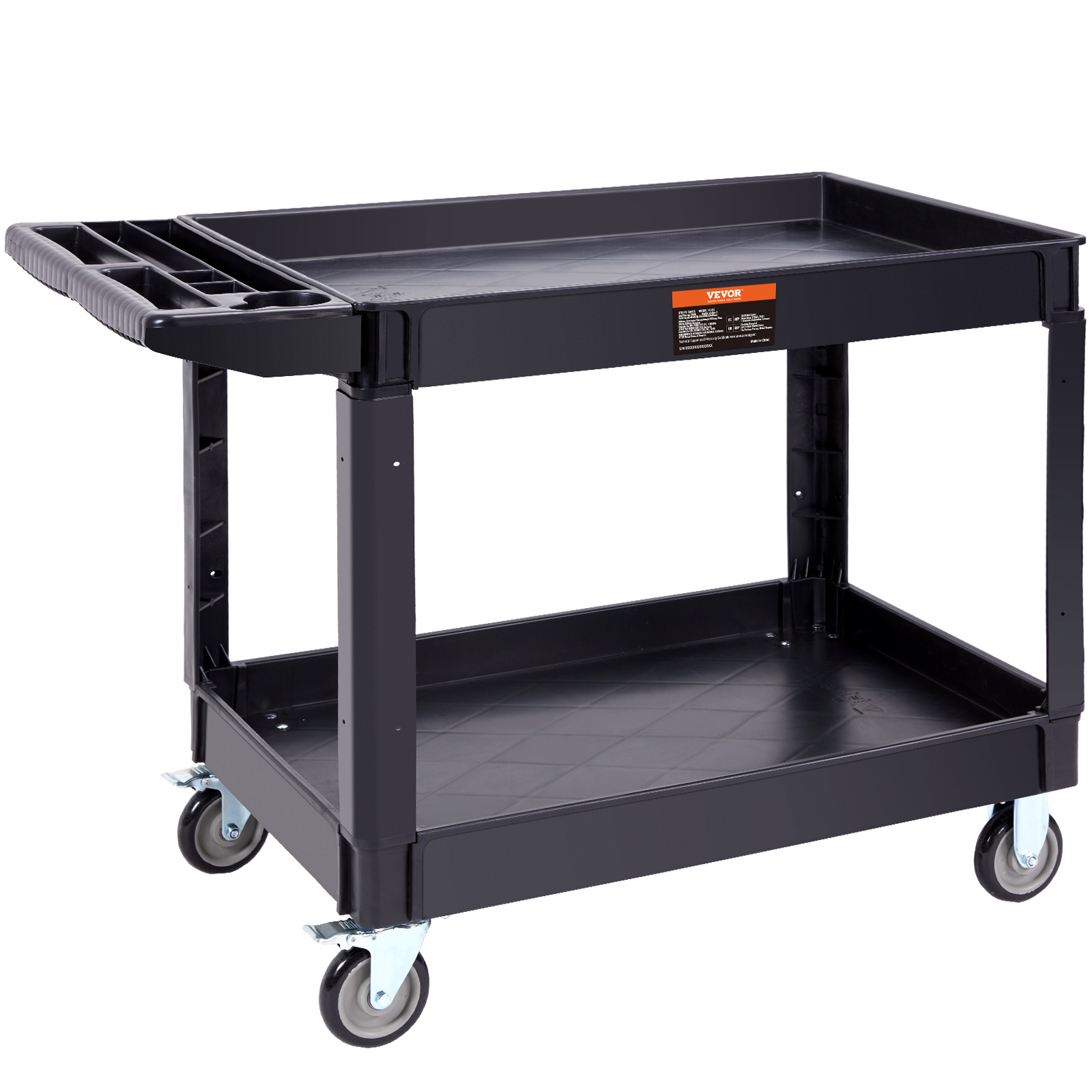 VEVOR Utility Service Cart Rolling Cart 2/3 Shelf 550LBS with 360° Swivel Wheels