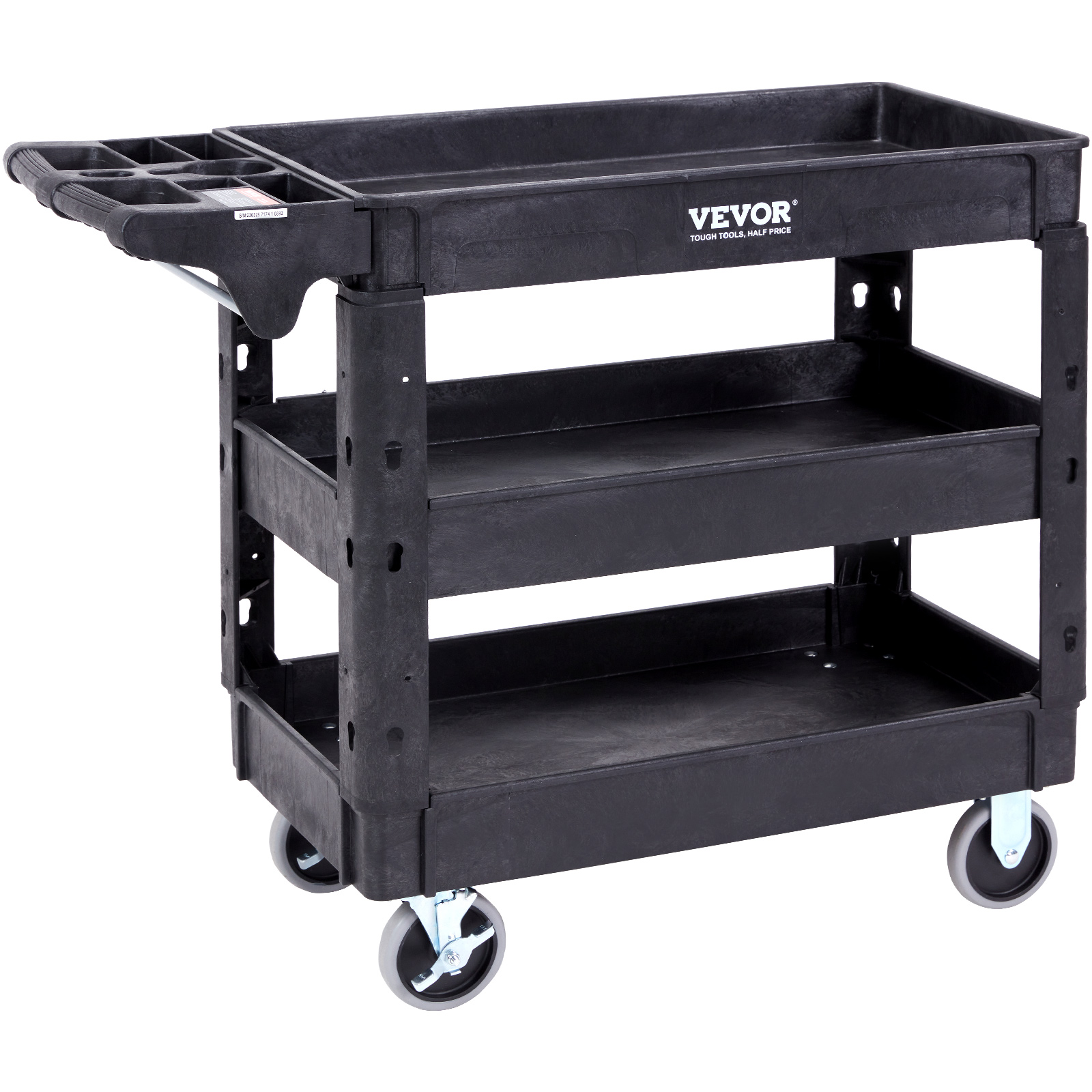 VEVOR Utility Service Cart Rolling Cart 2/3 Shelf 550LBS with 360° Swivel Wheels