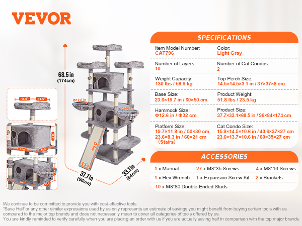 VEVOR Cat Tree 68.5