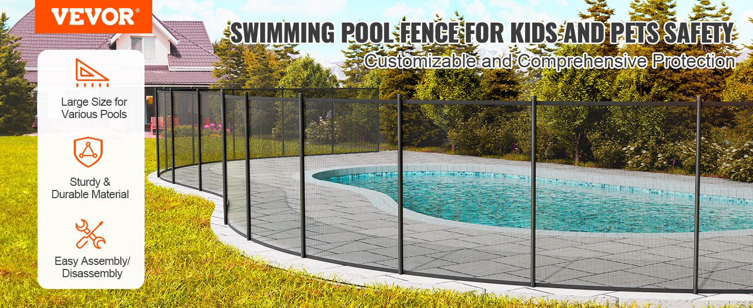 VEVOR Pool Fence, 4 x 48 FT Pool Fences for Inground Pools, Removable Child  Safety Pool