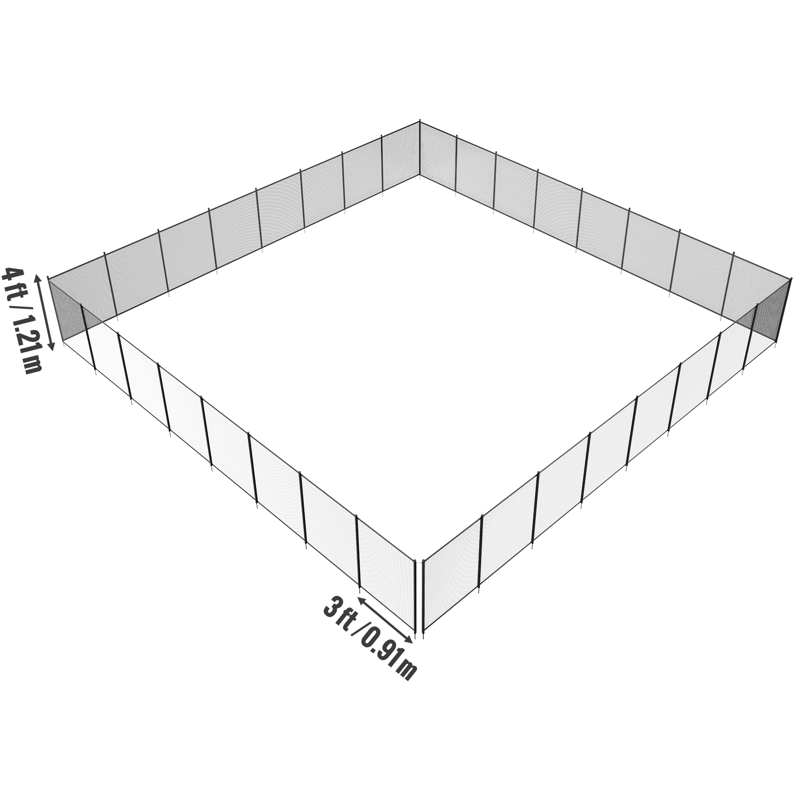 VEVOR Recinzione Di Sicurezza Per Piscina 4x96 Ft (1,2x29 M), Rete In PVC Teslin 340g, Telaio In Alluminio E Acciaio, Facile Da Installare - 3