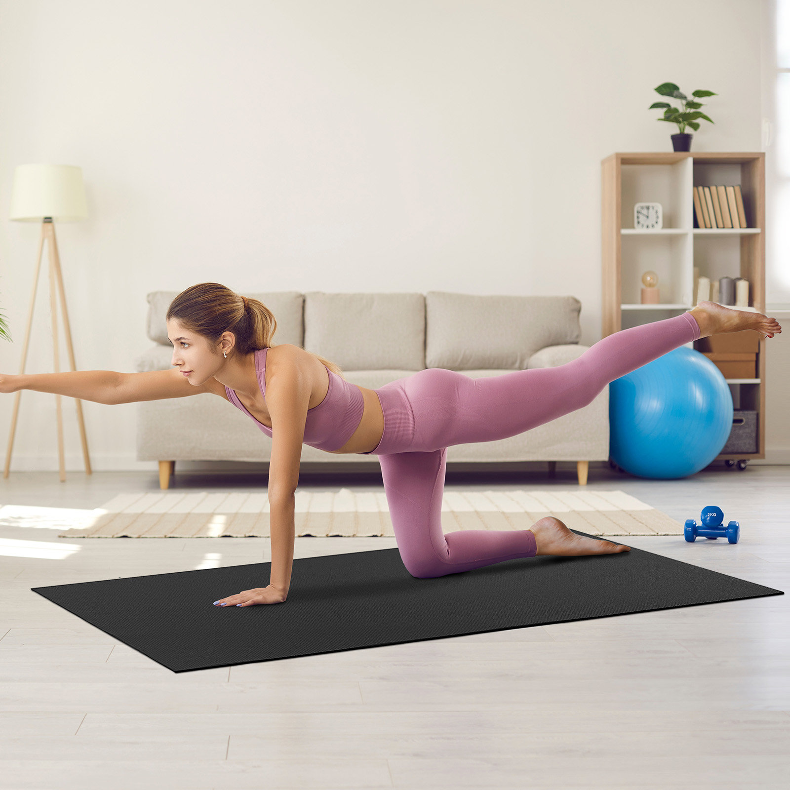 VEVOR Exercise Mat Non Slip Yoga Mat Gym Fitness Pilate Workout Mat (6x4-12x6ft) - Picture 10 of 86