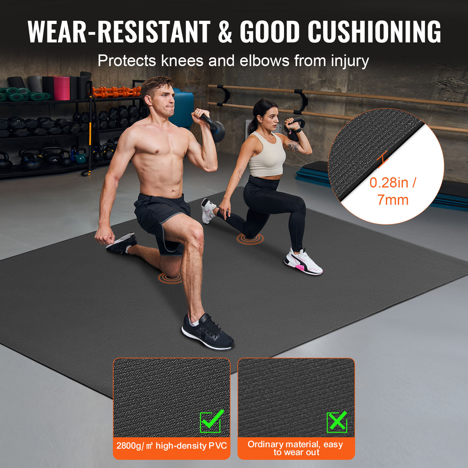 VEVOR Exercise Mat Non Slip Yoga Mat Gym Fitness Pilate Workout Mat (6x4-12x6ft) - Picture 18 of 86
