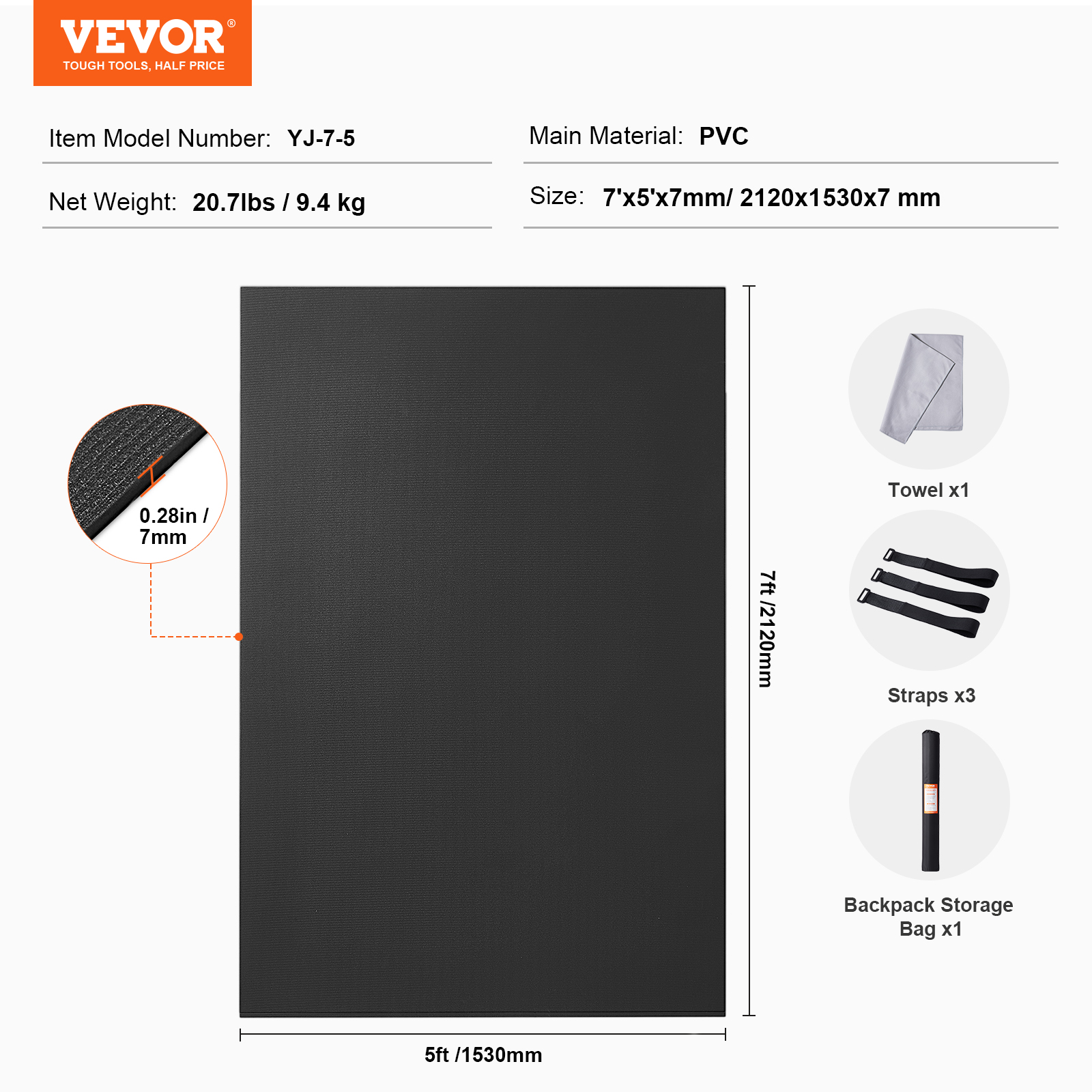 VEVOR Exercise Mat Non Slip Yoga Mat Gym Fitness Pilate Workout Mat (6x4-12x6ft) - Picture 21 of 86