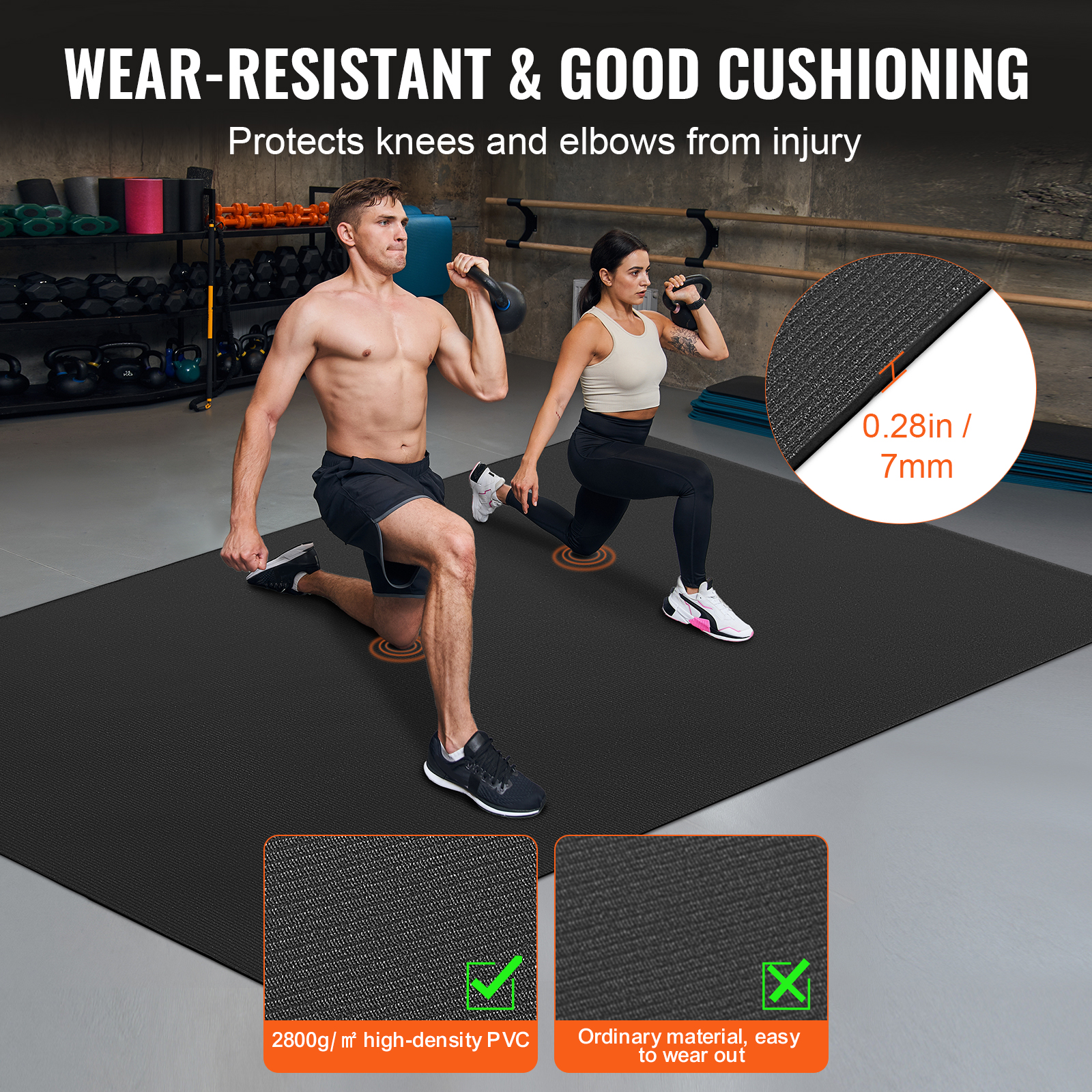 VEVOR Exercise Mat Non Slip Yoga Mat Gym Fitness Pilate Workout Mat (6x4-12x6ft) - Picture 30 of 86