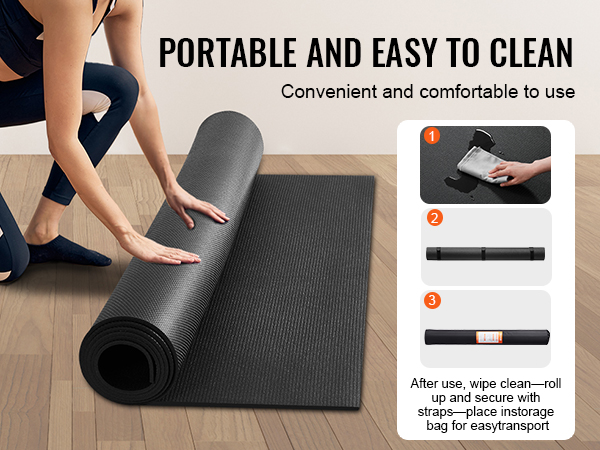 Tapis d'Exercice | avec Sangle de Transport et Anti-Dérapante - Pour