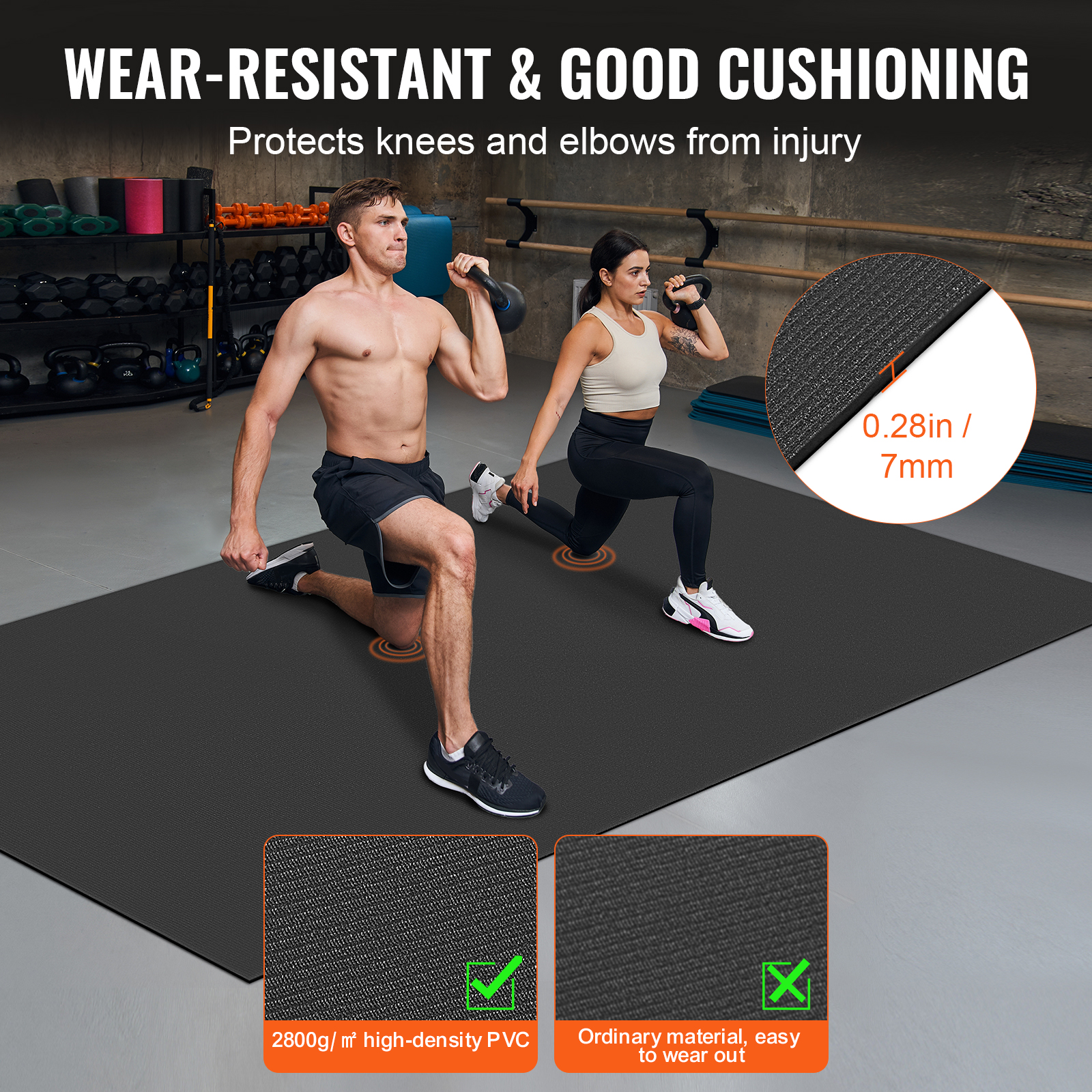 VEVOR Exercise Mat Non Slip Yoga Mat Gym Fitness Pilate Workout Mat (6x4-12x6ft) - Picture 66 of 86