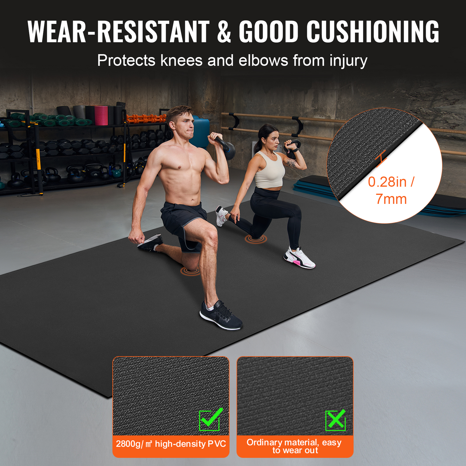 VEVOR Exercise Mat Non Slip Yoga Mat Gym Fitness Pilate Workout Mat (6x4-12x6ft) - Picture 78 of 86