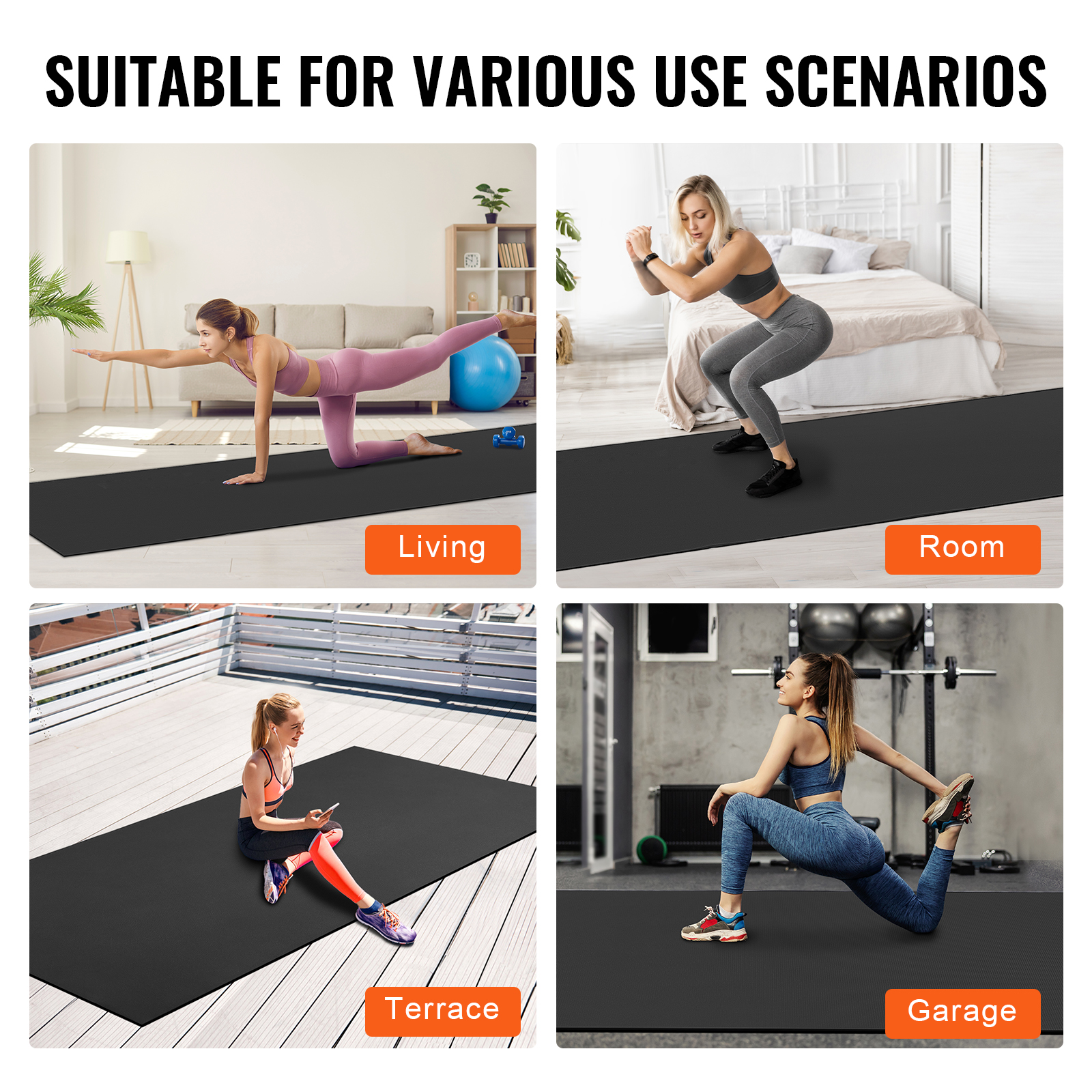 VEVOR Exercise Mat Non Slip Yoga Mat Gym Fitness Pilate Workout Mat (6x4-12x6ft) - Picture 80 of 86