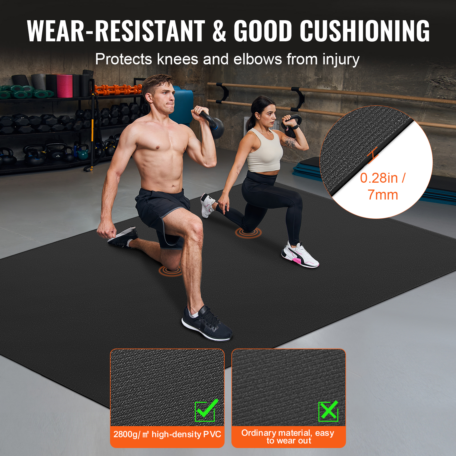 VEVOR Exercise Mat Non Slip Yoga Mat Gym Fitness Pilate Workout Mat (6x4-12x6ft) - Picture 42 of 86