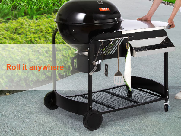 BENTISM 21 inch Kettle Charcoal Grill BBQ Portable Grill with Cart Outdoor  Cooking