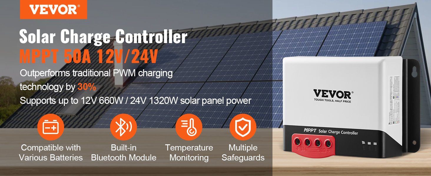 Solar Laderegler 50A PWM Solarpanel Controller Regler 12V / 24V