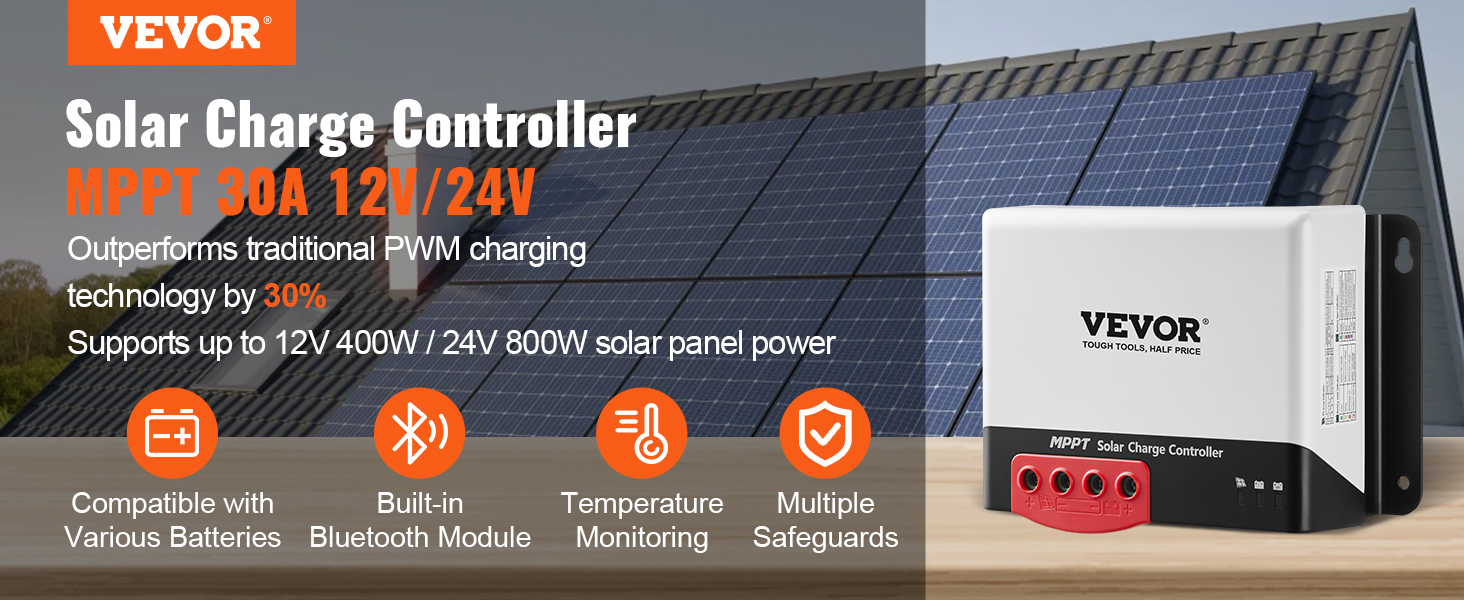 Kit de panel solar de 30 vatios y 12 V, cargador de batería con controlador  de carga solar PWM impermeable 5A 12V/24V PWM y soporte de montaje de