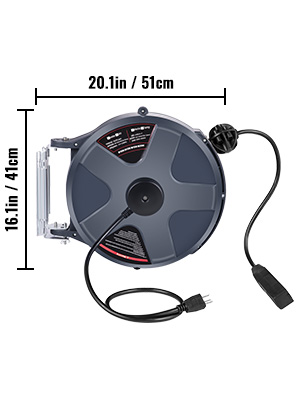 VEVOR Retractable Extension Cord Reel 50+3.2FT, 16/3 SJT Power Cord Reel,  Heavy Duty Electric Cord Reel, Wall/Ceiling Mount Retractable Cord Reel,  Automatic Flexible Triple Tap Connector with Stopper