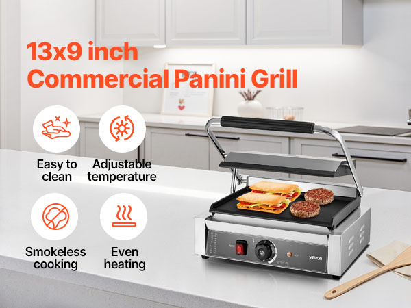 Commercial Panini Press Grill Electric Sandwich Maker Griddle