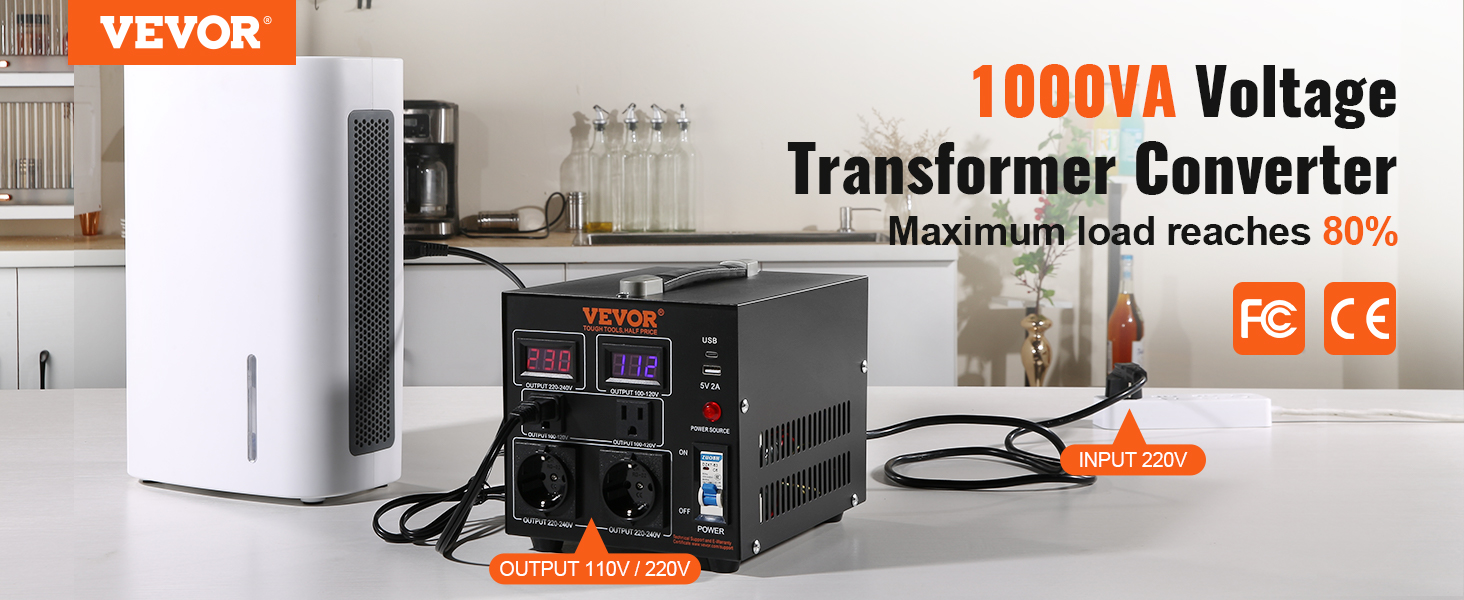 Dakta® Convertisseur de tension de transformateur élévateur 800W220V-110V  110V-220V