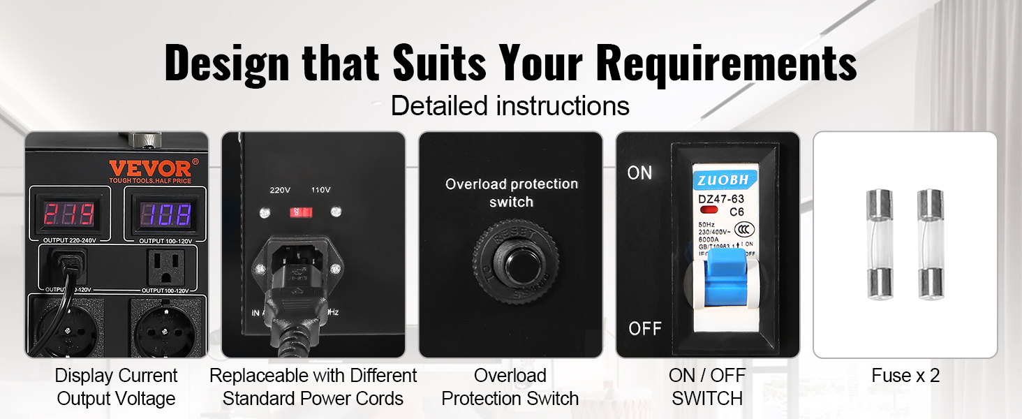 VEVOR Transformateur 220 V⇄110 V Convertisseur De Tension Élévateur