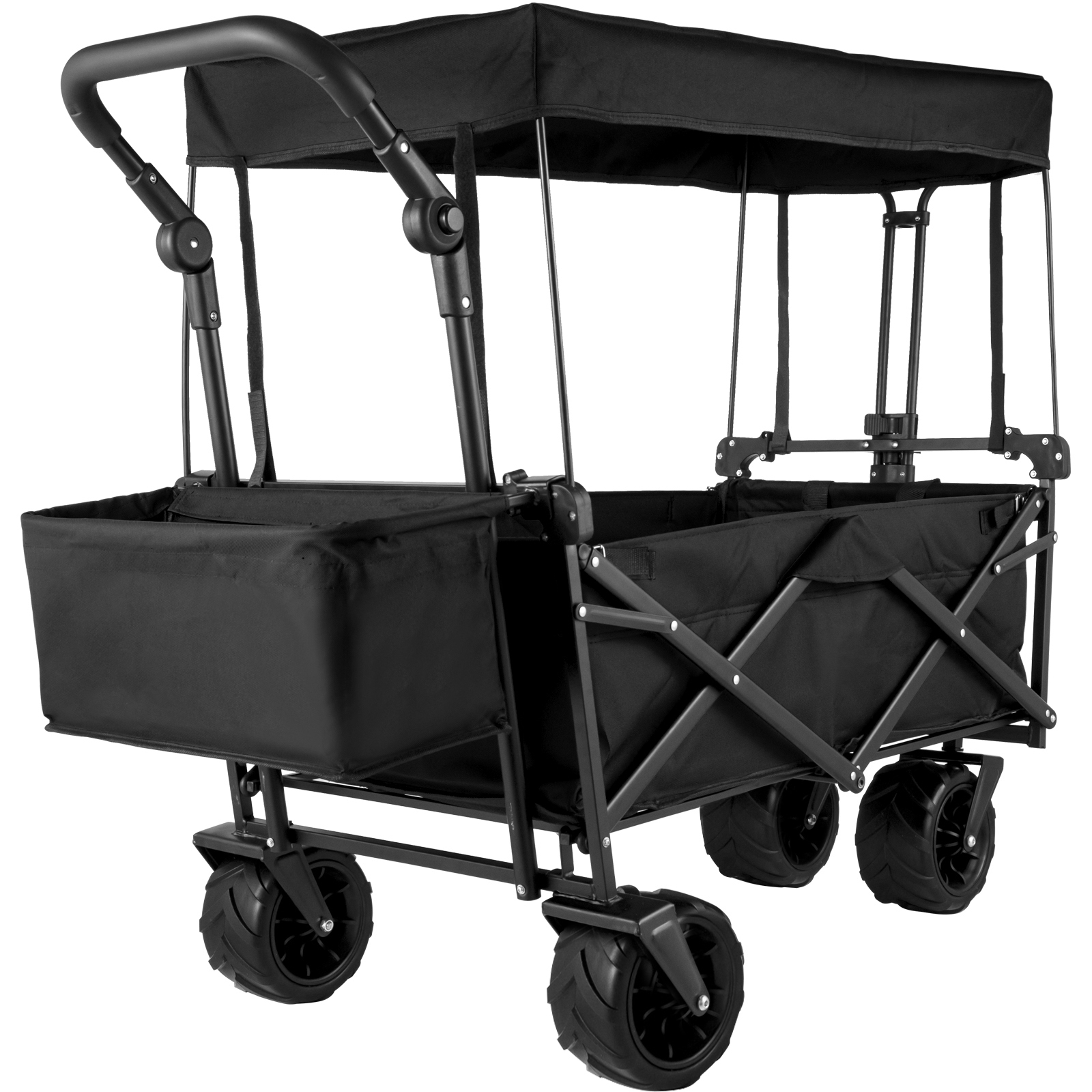 femor Collapsible Folding Outdoor Utility Wagon Heavy Duty Garden Cart for Shopping Beach Outdoors Blue 