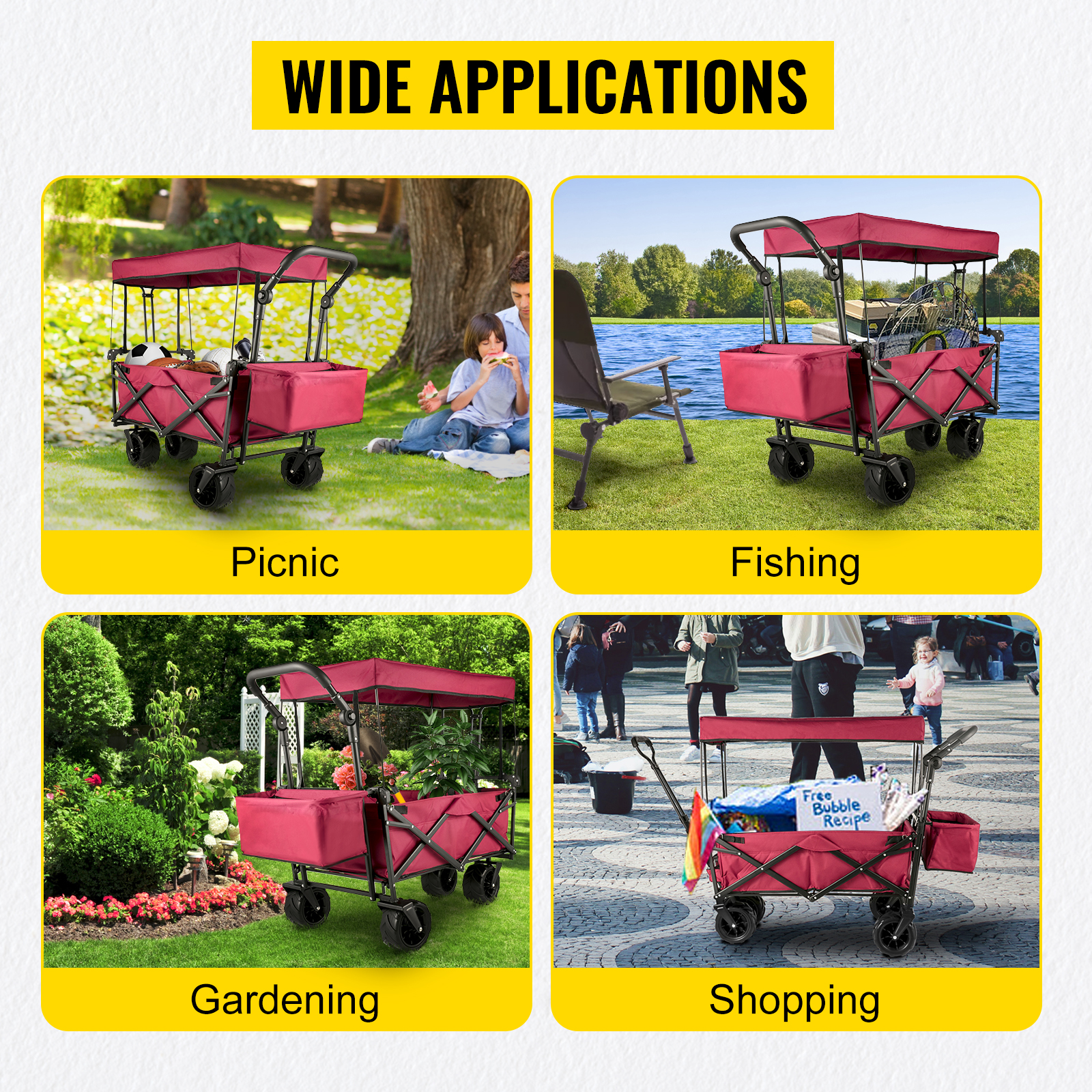  Carro plegable de playa utilitario para niños, carro plegable  con toldo extraíble : Patio, Césped y Jardín