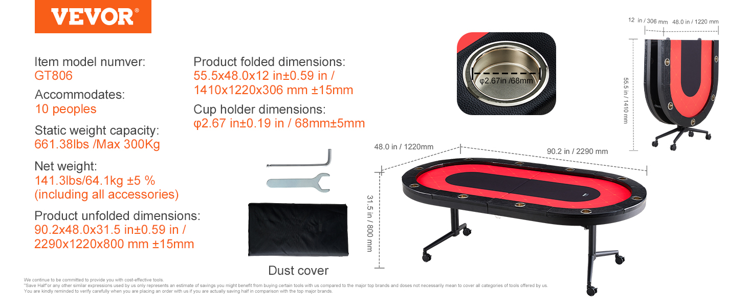 Foldable Poker Table,Oval,with Cup Holder