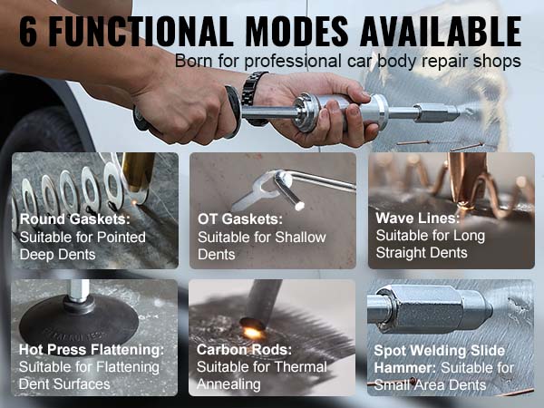 Saldatore A Punti, Kit Di Riparazione Ammaccature Con Saldatore Per Prigionieri 3 KW, Con Saldatura A Punti Automatica Manuale E 9 Modalità, Estrattore Per Ammaccature, Per Auto E Camion | IT - Foto 8