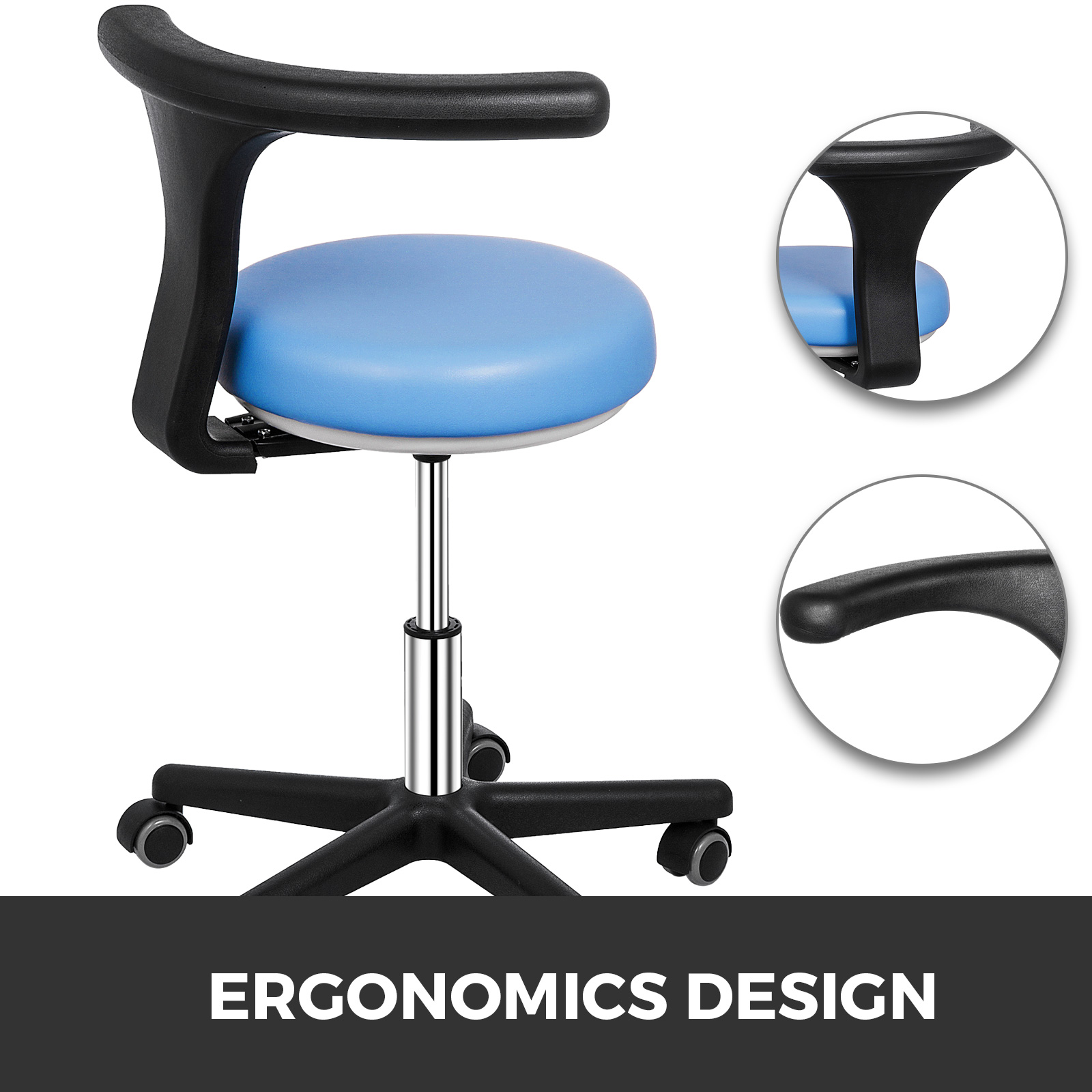 VEVOR Medical Dental Stool Dentist Chair with 360 Degree Rotation