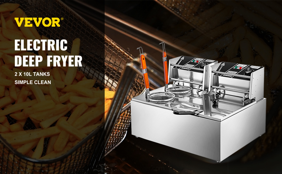Friteuse en acier inoxydable commercial, friteuse électrique simple  cylindre à commande de température, frites d'acier inoxydable lourd à  comptoir