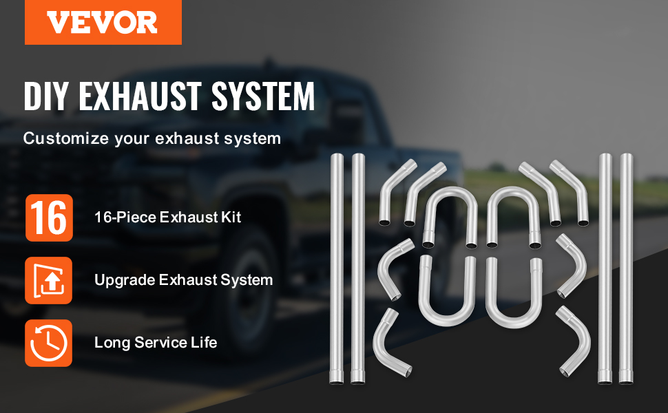 thumbnail image 2 of 16PC Universal Exhaust Pipe Kit – 3 Inch Mandrel U-Bends Straight 90° Tubing – Mild Steel 2 of 5