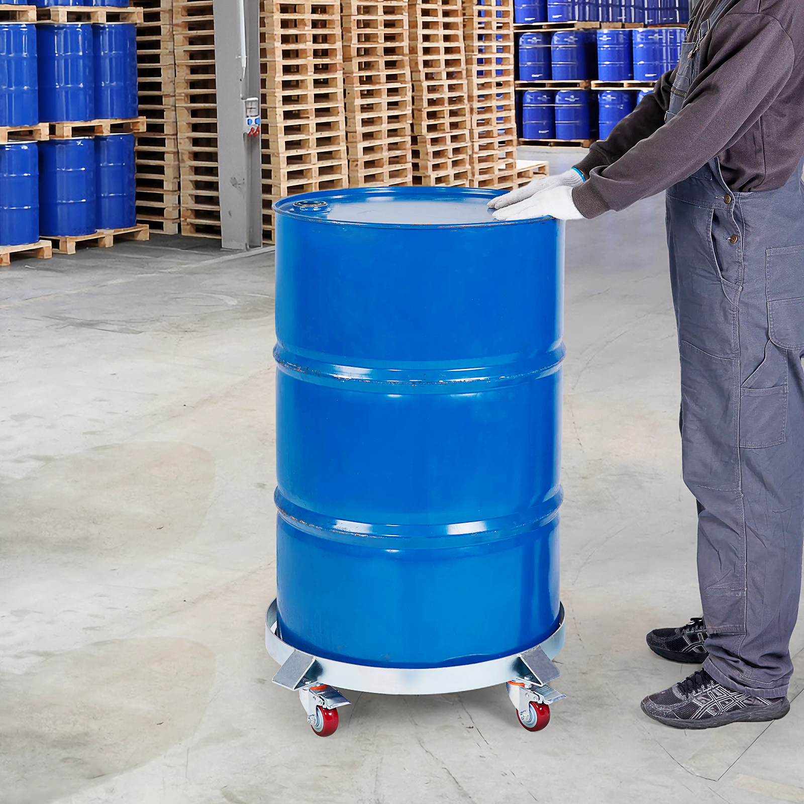 VEVOR 55 Gal Drum Dolly Heavy Duty Barrel Cart 1000-2000lbs with Swivel Casters - Picture 10 of 62