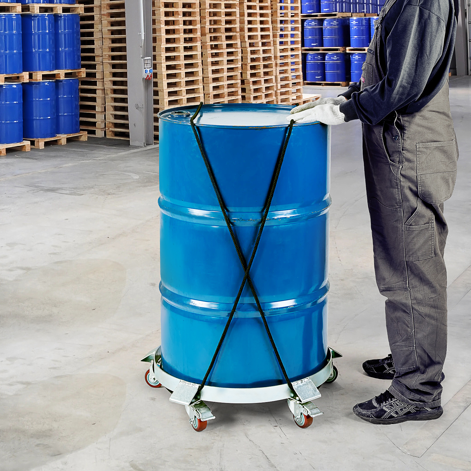 VEVOR 55 Gal Drum Dolly Heavy Duty Barrel Cart 1000-2000lbs with Swivel Casters - Picture 34 of 62
