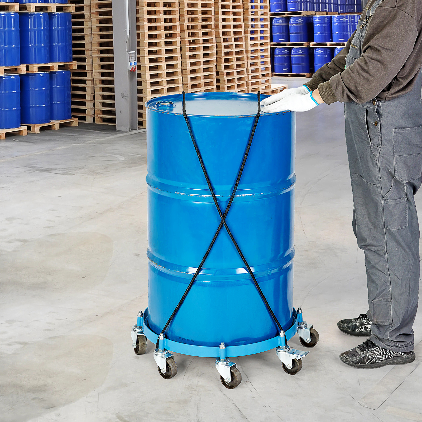VEVOR 55 Gal Drum Dolly Heavy Duty Barrel Cart 1000-2000lbs with Swivel Casters - Picture 46 of 62