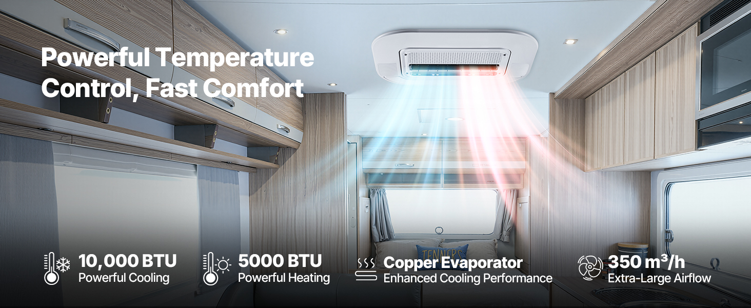 Uimoso 12V Rooftop Air Conditioner 10000 BTU Cooling/Heating for