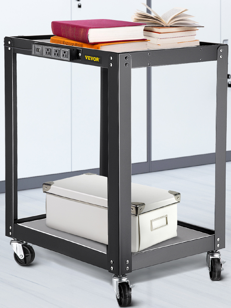 VEVOR AV Cart, 26 Inch Height Media Cart with Power Strip, 24 x 18