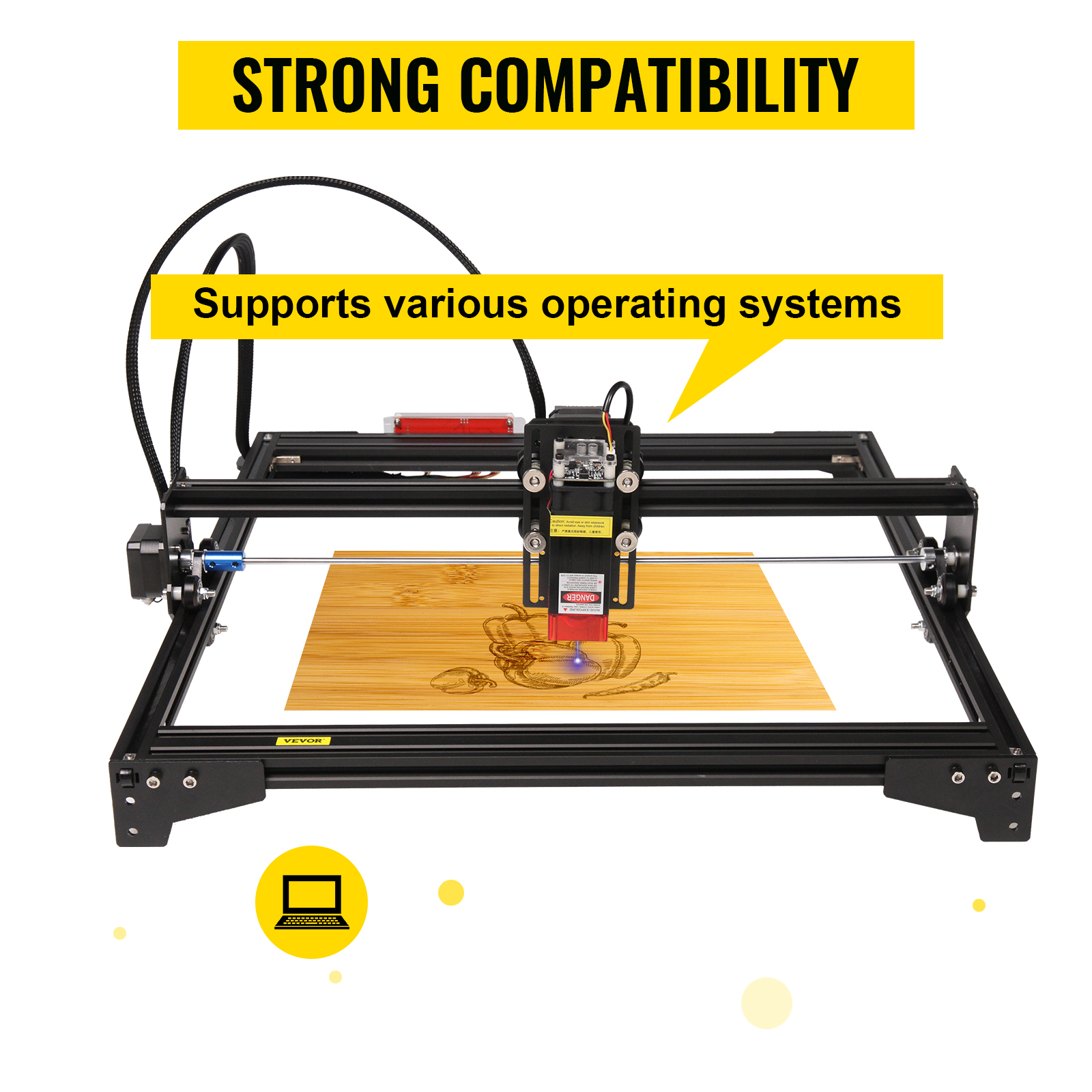 VEVOR Machine à Graver Laser 20 W Graveur Laser Grande 64x58x27 cm Surface  de Travail 40x40