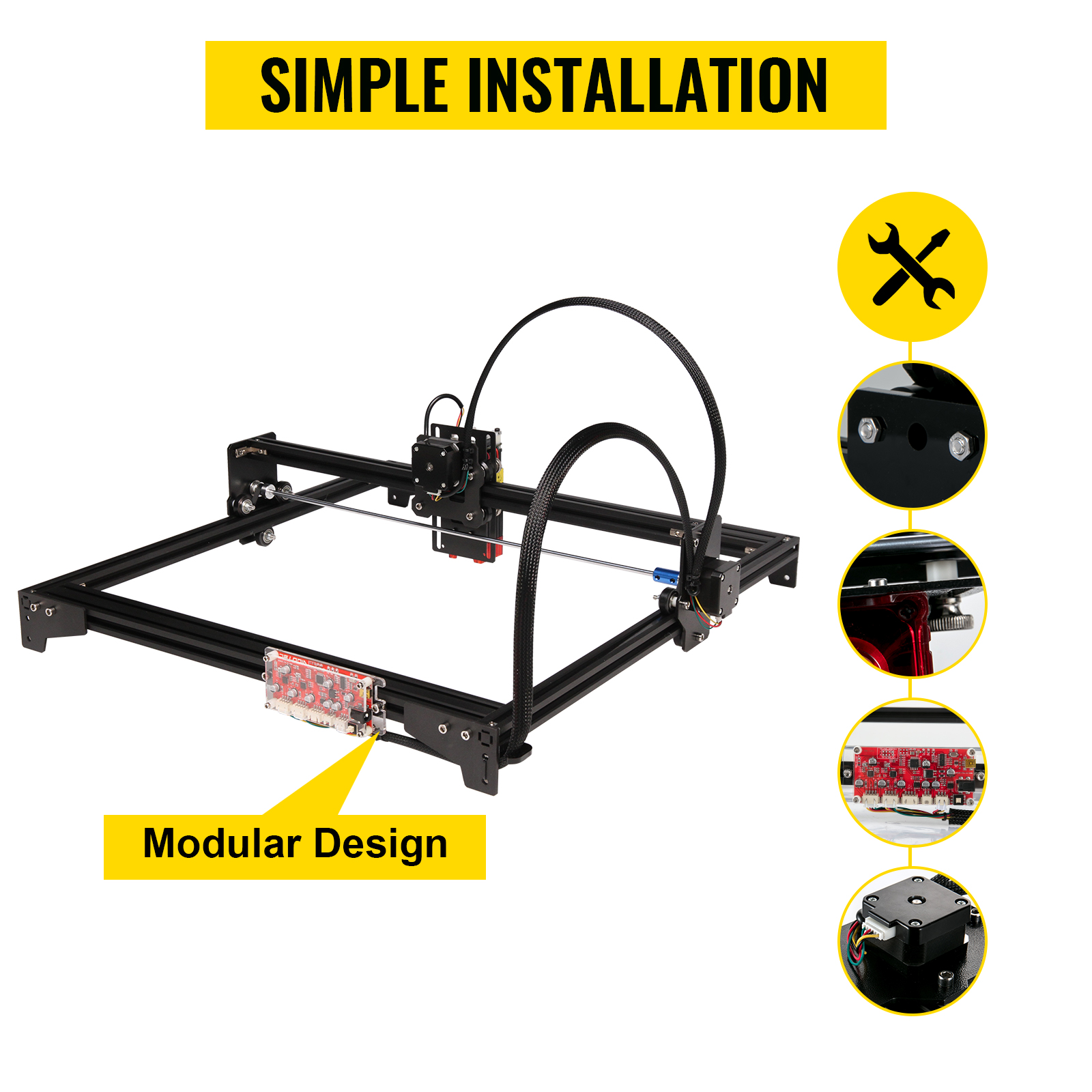 VEVOR VEVOR Macchina per Incisione Laser, 410 x 400 mm Potenza 5,5 W 6000 mm/min  Incisione Laser in Lega di Alluminio per Carta, Legno, Pelle, Stoffa,  Plastica, Acrilico, Superficie Metallica Verniciata