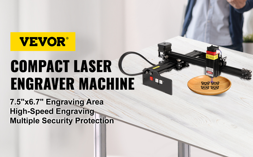 VEVOR Macchina per Incisione Laser da Tavolo Potenza 7,5 W Mini Incisore  Laser