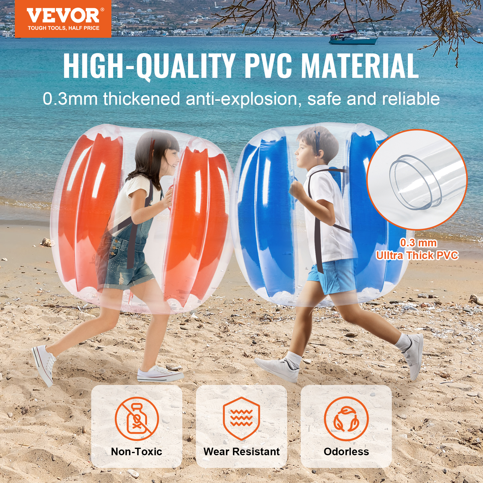 VEVOR Inflatable Bumper Balls 2-Pack 2/3FT/0.6/0.9M PVC Body Sumo Balls for Kids - Picture 16 of 26